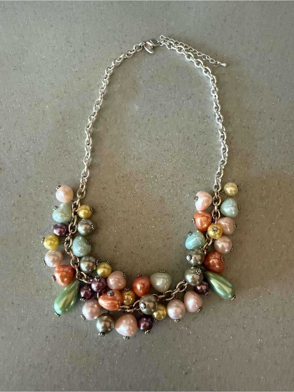 Pastel Multicolor Pearl Cluster Necklace - Women Jewelry